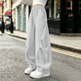 thumbnail image 3 of LIaqionyy Girls Sweatpants Wide Leg Elastic Waist Baggy Pants with Pockets Kids Solid Color Outdoor Pant Loungewear, 3 of 6