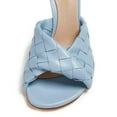 thumbnail image 4 of YDN Women Checkered Open Round Toe Mules Slip on Mid Cone Heels Fashion Dressy Party Slide Sandals Size 8.5 Light Sky Blue, 4 of 4