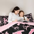 thumbnail image 4 of Erosebridal Ribbon Bow Knot K Personalized Initial Twin Bedding Sets 7-Piece,Black Pink Bow Tie Bedding Comforter Set,Pink Reversible,Lightweight Room Decor, 4 of 6
