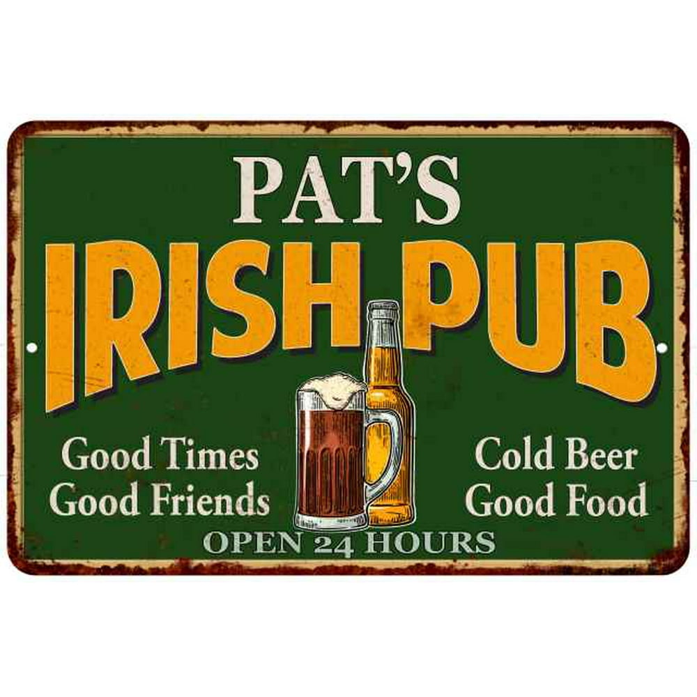 PAT'S Irish Pub Beer Metal Sign Bar Decor 8x12 108120013460 - Walmart ...