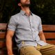 thumbnail image 3 of Camisa De Manga Corta, Camisa Masculina De Corte Regular Con Bolsillos En El Pecho Para Uso Diario, 3 of 7