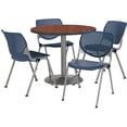 thumbnail image 2 of KFI Studios Mode Round 3' Dining Table Set, Mahogany, 4 Light Grey KOOL Chairs, 2 of 6