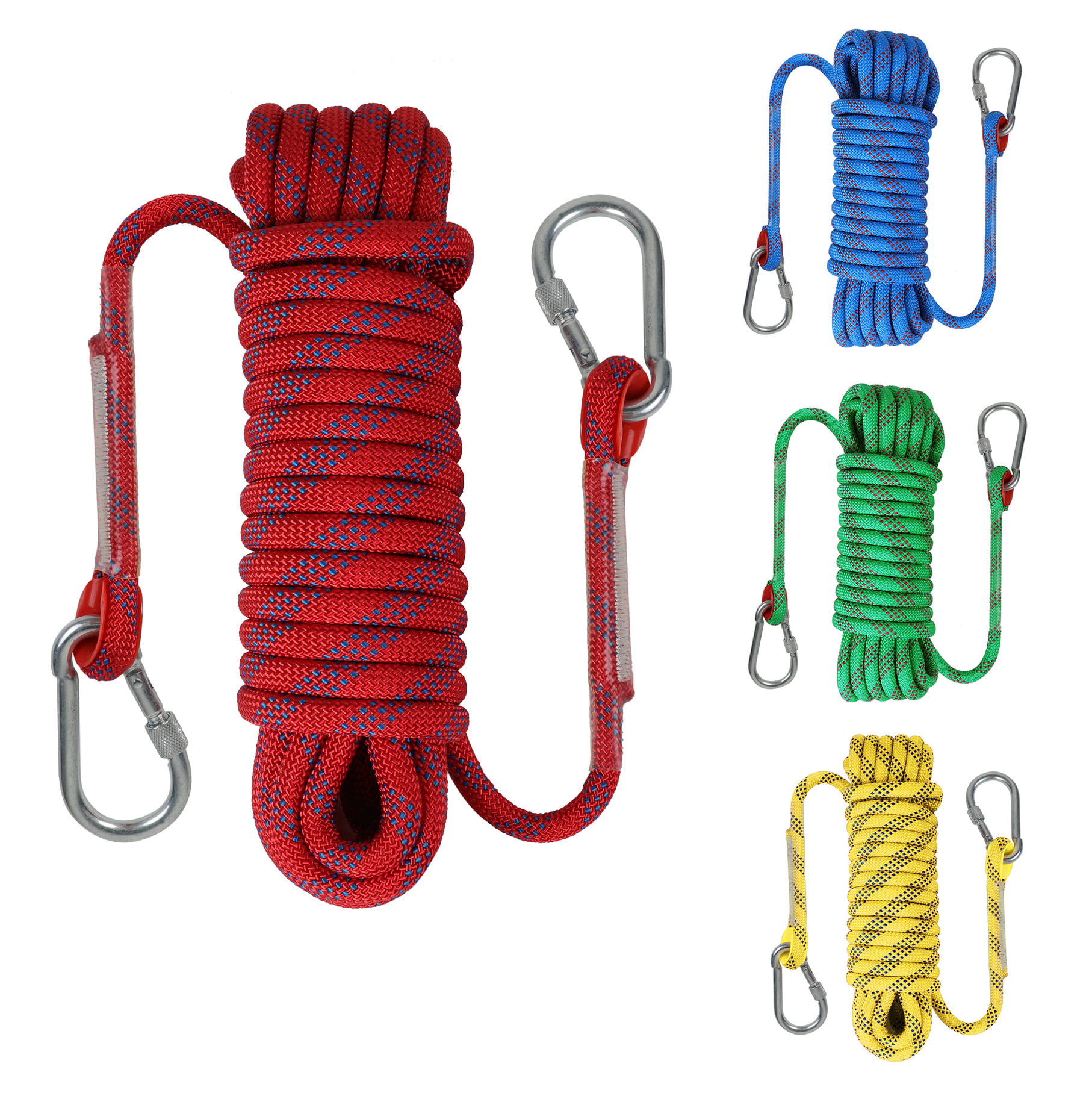 Heavy Duty 10m 20m 10.5mm Rock Climbing Abseiling Rope Cord & Carabiner Gear 