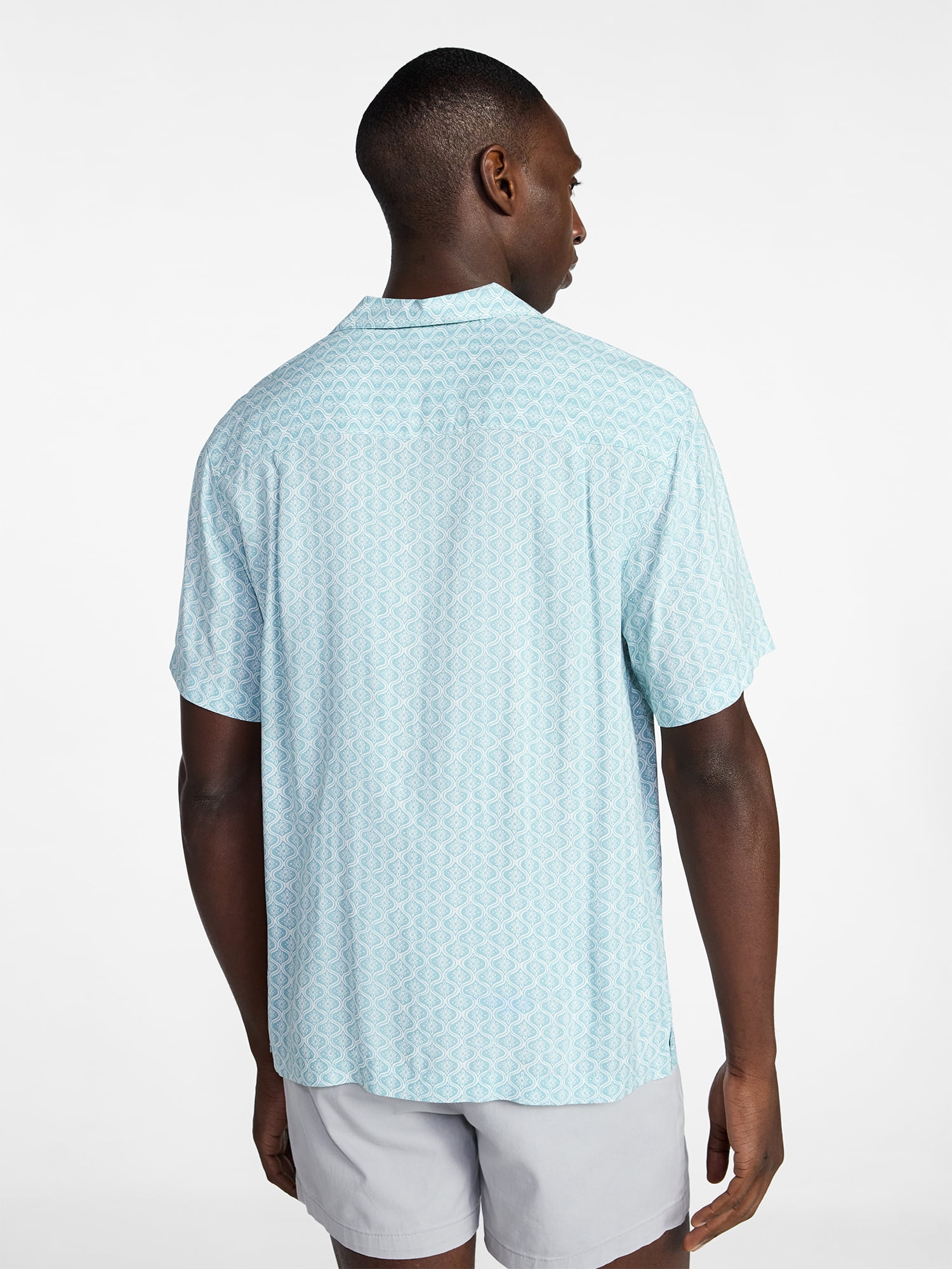 George Men's Relaxed Fit Printed Camp Shirt with Short Sleeves, Sizes S-3XLT