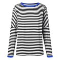 thumbnail image 5 of Long Sleeve Tops for Women, Yigetop Women's New Round Neck Long Sleeved Loose T Shirts Female Comfortable Commute Fashion Long Sleeved Lady T Shirt Long Sleeve Striped Shirt Black L, 5 of 5