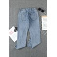 thumbnail image 2 of ABPHQTO Jeans de pierna recta con parches de margaritas de cintura alta con cordón para mujer, 2 of 5
