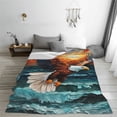 thumbnail image 5 of Honeii Textured Bald Eagle Print Fleece Blanket - Throw Blanket for Bed, Sofa, Couch, Camping, and Travel , Microplush Ultra Soft Warm Blanket-60"x50", 5 of 7