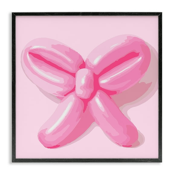Stupell Industries Pink Balloon Bow Abstract Painting Black Framed Art Print Wall Art, 12 x 12
