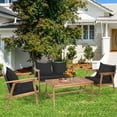 thumbnail image 4 of Costway Ensemble de Meubles de Patio en Rotin 8 Pcs Canapé en Bois avec Coussins et Housse Noire et Turquoise, 4 of 10