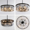 thumbnail image 3 of HOOMEDELIER 22" Modern Black Crystal Chandelier, Round 6-Light Pendant for Dining Room & Kitchen, 3 of 20
