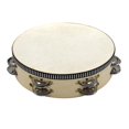 thumbnail image 1 of AUEAR Pandereta de mano con cascabeles de doble fila, tambor de pandereta de madera creativo para adultos, percusión para juguetes educativos musicales, juegos de fiesta, iglesia (1 paquete de 8 pulga, 1 of 5