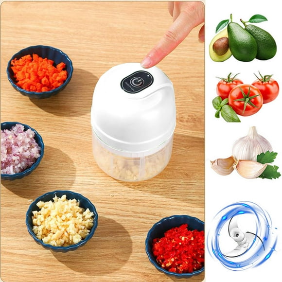 Electrodomésticos Machacador de ajo Machacador de ajo Hogar Procesador de alimentos de 250 ml Machacador pequeño para vegetales Procesador de alimentos inalámbrico para jengibre Chile Fruta Carne Etc.