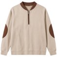 thumbnail image 3 of Hurxie Boy's Quarter Zip Pullover Lightweight Mock Neck Active Tops Kids Sweatshirts, Long Sleeve Golf Shirts School Fall Sports Clothes 110, 3 of 5