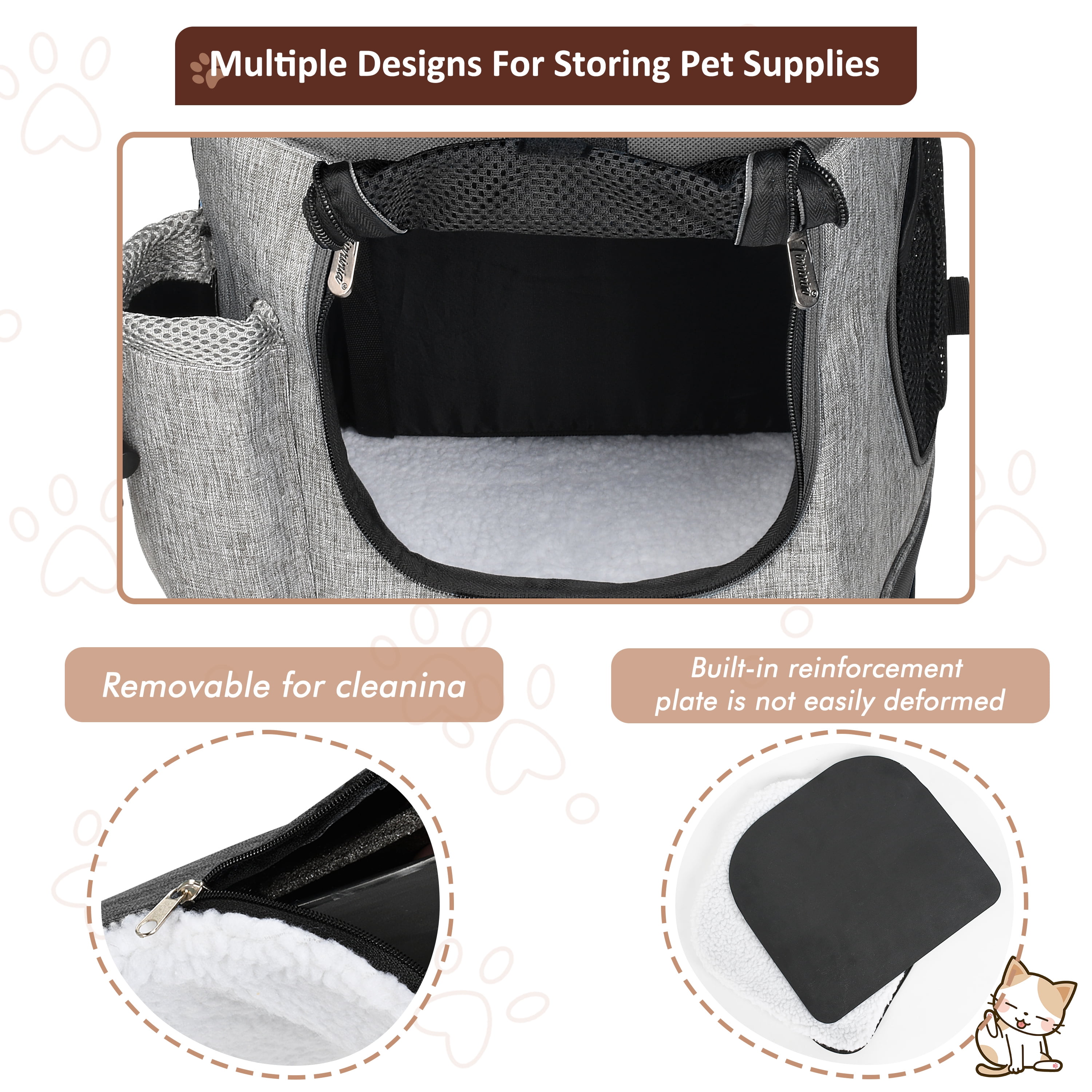 Medium Pet Travel Backpack Carrier for Dogs Cat Animal Puppy, Breathable Mesh Net Removable Sherpa Bed Outdoor Carrier f