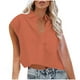 thumbnail image 2 of Fiudx Ofertas de La Semana Moda Mujer Causa Bolsillo Blusa Manga Corta Cuello Vuelto Blusa Tops, 2 of 6