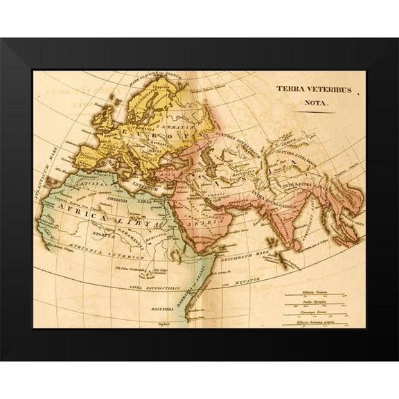 Vintage Maps 14x12 Black Modern Framed Museum Art Print Titled - The World in Post Biblical Times
