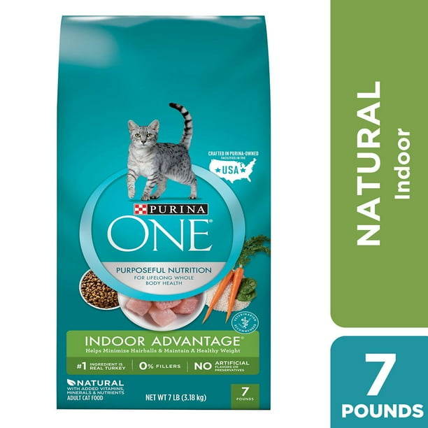 Purina ONE Indoor Advantage Premium Adult Turkey Recipe Dry Cat Food, 7