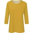 thumbnail image 3 of Women's Casual 3/4 Sleeve T-Shirts Round Neck Cute SolidTunic Tops Basic Tees Blouses Casual Loose Fit Crewneck T Shirts, 3 of 4