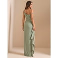 thumbnail image 2 of Mint Green One Shoulder Ruched Wrap Maxi Dress With Asymmetrical Ruffle Hem And Draped Detail, 2 of 7