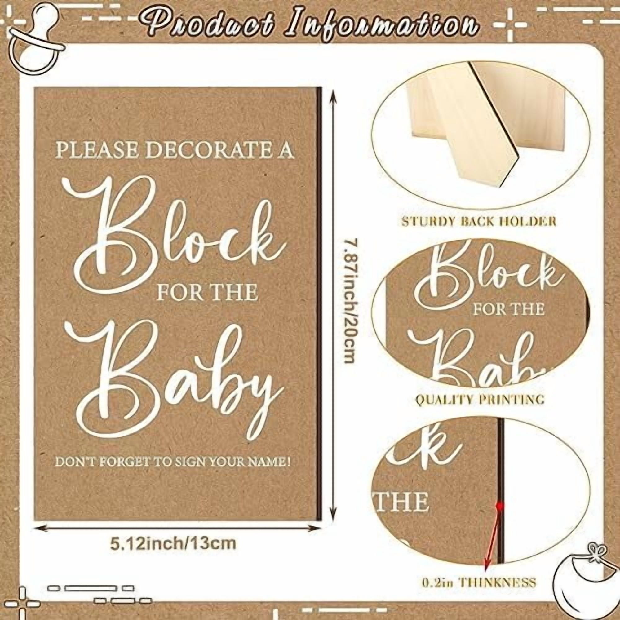 104 Pcs Baby Shower Game Sign Set Baby Shower Blocks to Decorate 54 DIY Blank Wooden Block 48 Watercolor Markers with Acrylic Box Set for Games Gender Reveals Party Supplies