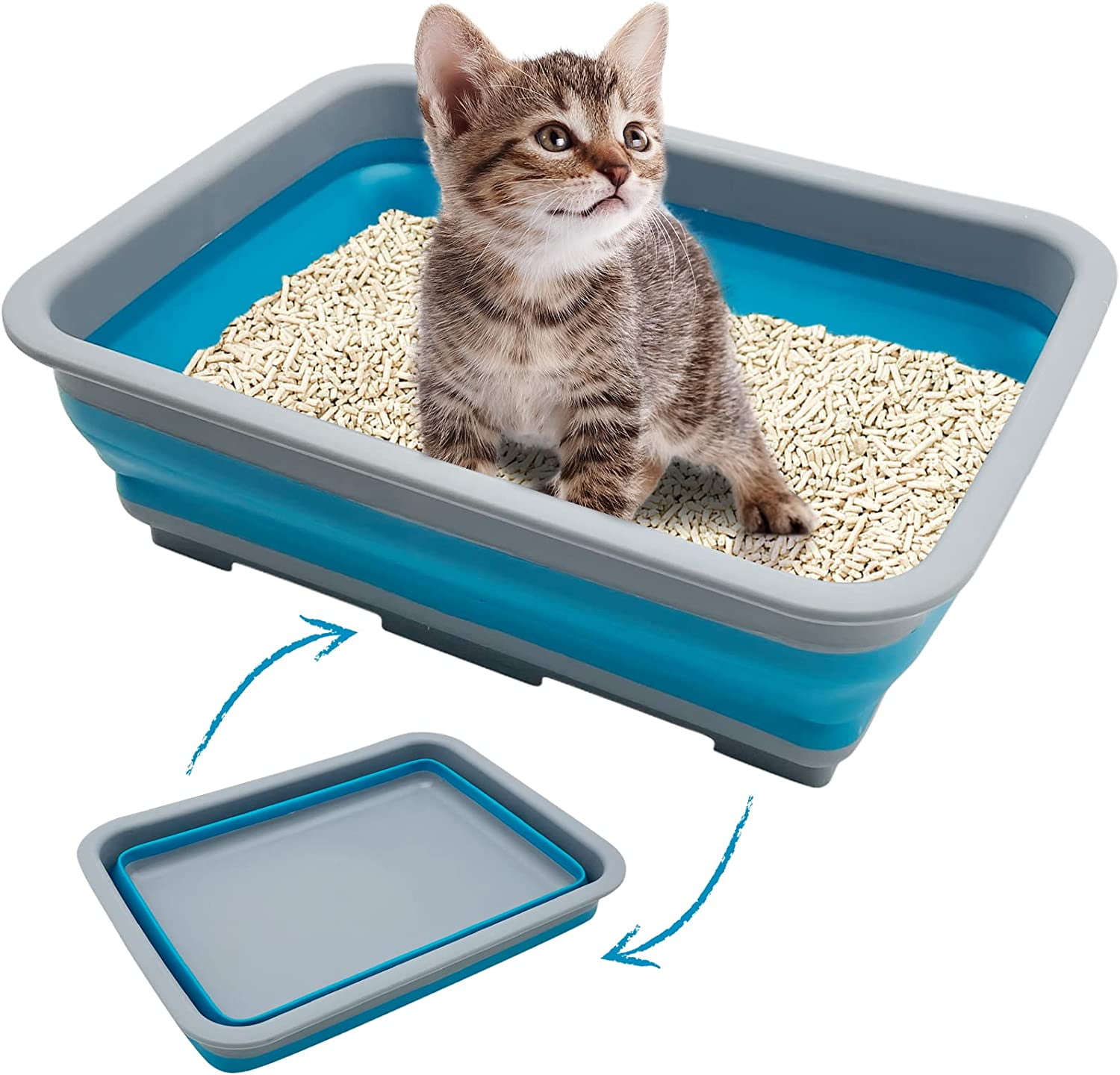 Hamiledyi Open Cat Litter Box, Kitten Potty Pan SemiEnclosed Foldable