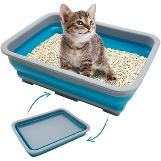 Suhaco Cat Litter Box Top Entry Covered Kitty Litter Box with Lid Foldable  Kitten Litter Tray Including Cat Litter Scoop and 2-1 Cleaning Brush Easy  Clean Up(Black) 