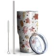 thumbnail image 2 of 30oz Autumn Fall Leaves Pattern Tumblers Stainless Steel Tumbler with Lid and Straw,Vacuum Insulated Double Wall Travel Tumbler Cups Mug with Cleaning Brush for Coffee,Tea, 2 of 7