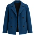 thumbnail image 4 of Mifsaly Womens Cropped Trench Jackets Notched Lapel Double Breasted Wool Coats Fall Winter Fashion Stylish Going Out Dating Shopping Work Office Casual Outfits Navy,M, 4 of 7