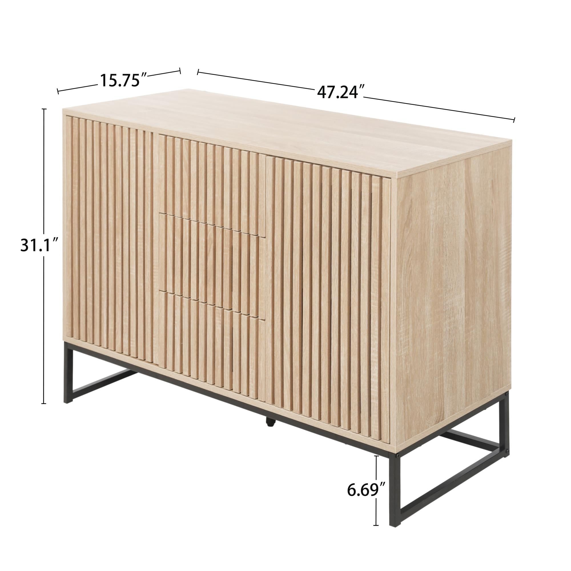 Spaco Accent Storage Cabinet, 2 Door Sideboard Cabinet with 3 Drawer, Adjustable Shelf, Buffet Cabinet for Living Room, Bedroom, Dining Room, Study, Natural Spaco Accent Storage Cabinet, 2 Door Sideboard Cabinet with 3 Drawer, Adjustable Shelf, Buffet Cabinet for Living Room, Bedroom, Dining Room, Study, Natural