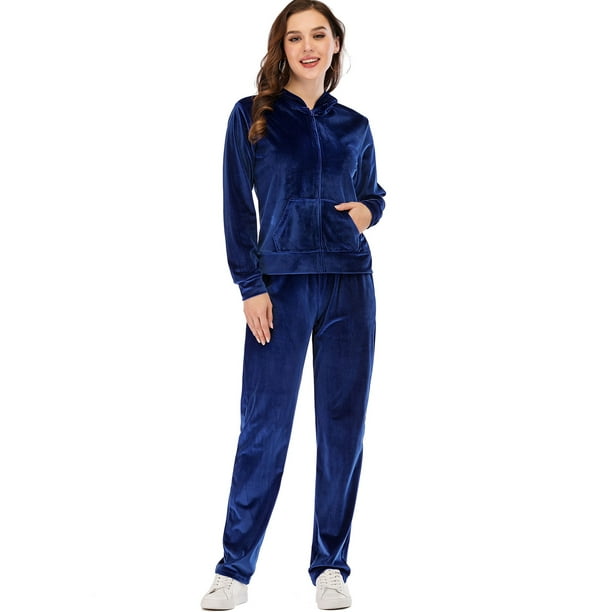 Lelinta - LELINTA 2-Piece Set Womens Solid Velvet Tracksuit Set Pullover Wrinkle Resistant Full
