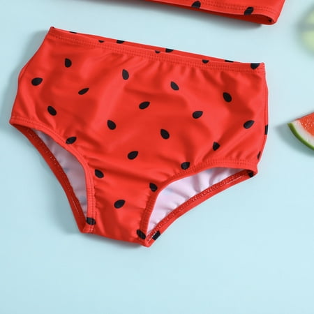 

Gubotare Summer Toddler Girls Watermelon Printed Ruffles Two Piece Swimwear Swimsuit Bikini Little Girls Swimsuits Red 12-18 Months
