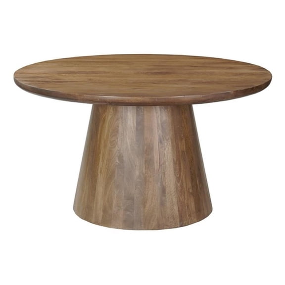 Pemberly Row 54" Round Solid Wood Dining Table in Dark Brown