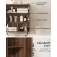 thumbnail image 4 of Fluted Wall Cabinet Set of 2, Wooden Bathroom Medicine Cabinet Storage with 2 Doors, Adjustable Shelf and Towels Bar, Modern Wall Mount Large Floating Cabinet for Kitchen Brown, 4 of 15