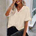 thumbnail image 6 of XuJwPNcy Women Tops Summer Short Sleeve Lapel Neck Tee Fashion Plain Tshirts Casual Loose Work Blouses, 6 of 7