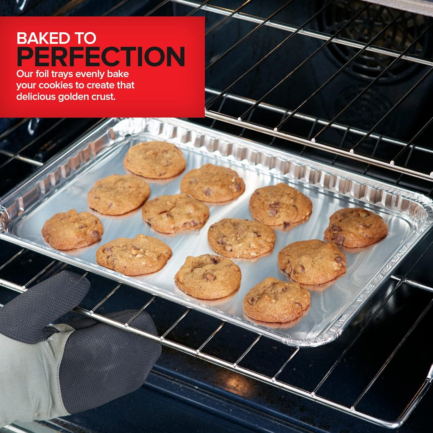 Disposable Cookie Sheets for Baking (30-Pack) Aluminum Trays, Foil Pans, Shallow Sheet Pan for Cooking Thin Crust Pizza, Brownie Tins, Oven Liners