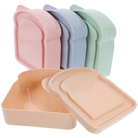 OUNONA 4Pcs Assorted Color Sandwich Holder with Easy Open Lid Practical Food Storage Containers