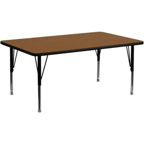 Pemberly Row 26" x 24" X 60" High Pressure Laminate Top Activity Table in Oak
