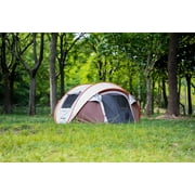 EchoSmile 4-Person White and Brown Pop Up Camping Tent