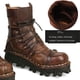 thumbnail image 3 of Botas de trabajo de cuero genuino para hombre, botas de combate militares, botas de moda Punk con calavera gótica, botas de motocicleta 50 Vintage, 3 of 5
