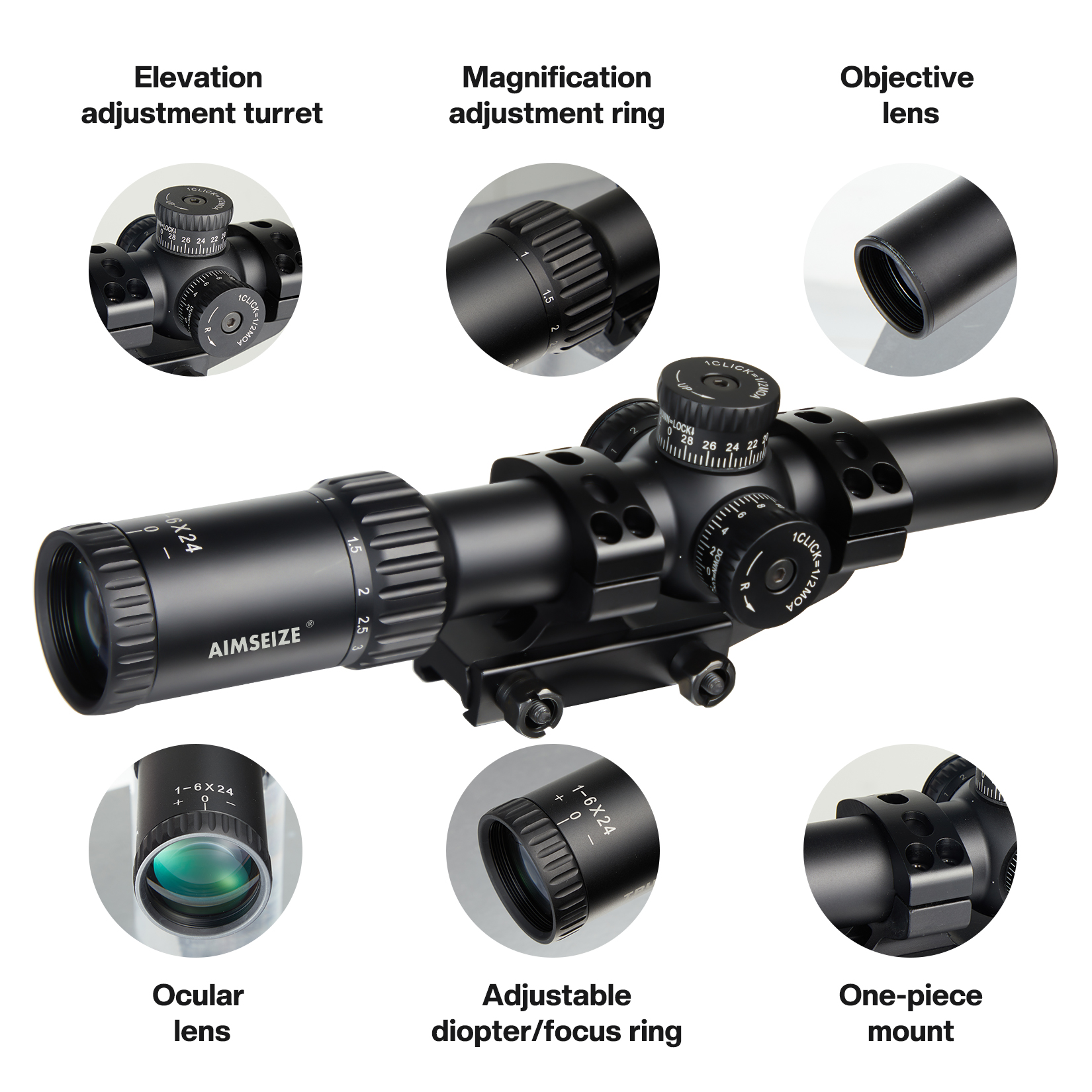 Hunting Scope 4.5-14X40/4.5-14X50, Black Aluminum Alloy Body, Green Lenses, Quick Aiming Grid