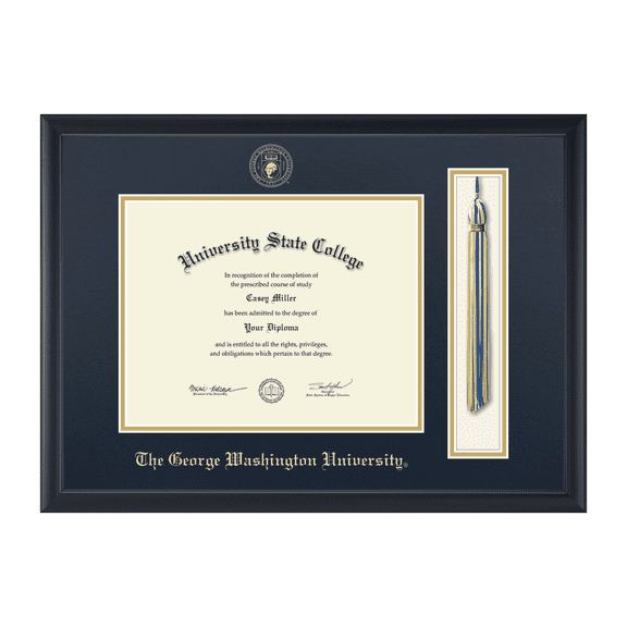 Framerly - GWU Tassel Diploma Frame with Navy and Gold Mat