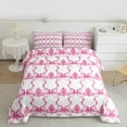 thumbnail image 2 of jejeloiu Vintage Baroque Print Full Size Comforter Sets,Kawaii Bow Knot Bedding Comforter Set,White Pink Bedding Sets For Kids,Breathable Home Decor Reversible,3 Pieces, 2 of 8
