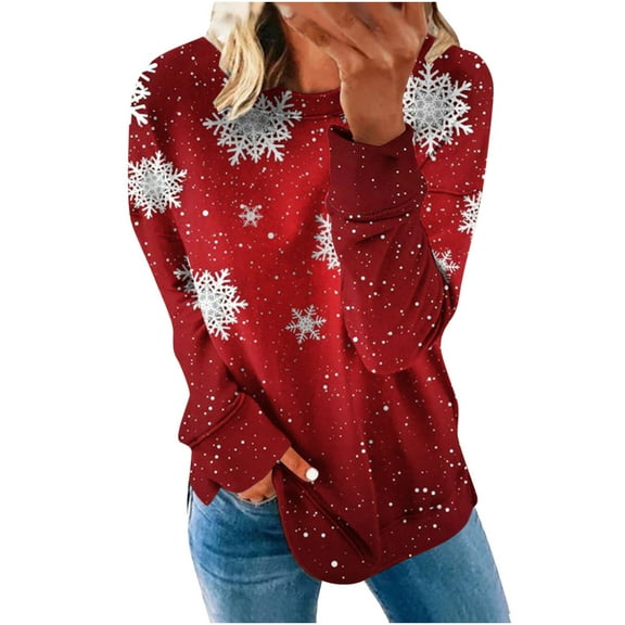 GERsome Womens Casual Long Sleeve Crewneck Sweatshirt Christmas Printed Loose Pullover Tops Shirts