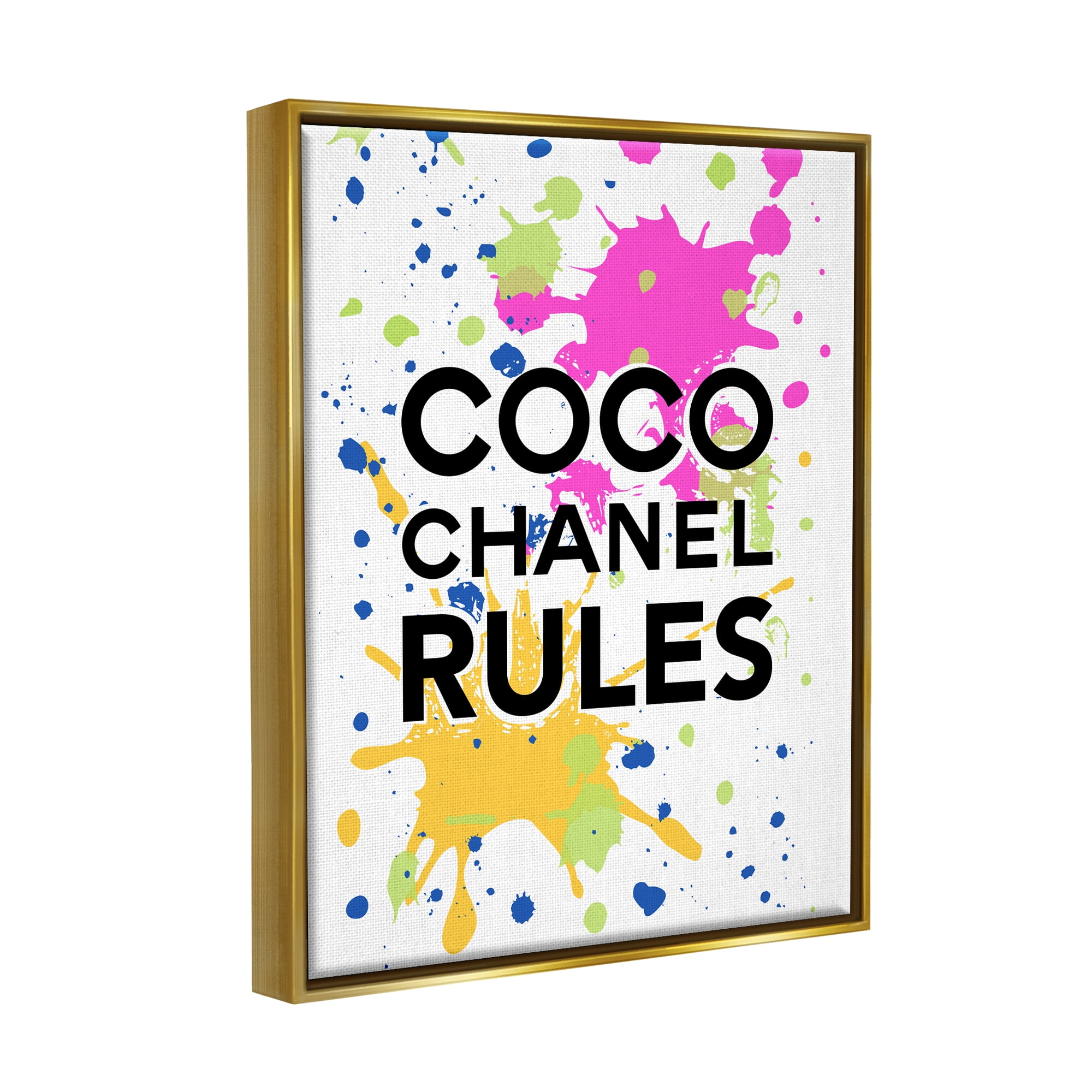 Stupell Industries Glam Paint Splatter Typography Painting Gold Floater Framed Art Print Wall Art, 25 x 31