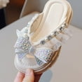 thumbnail image 6 of Girl's Slip on Sandals Bow Round Pearls Dress Flat Slipper Glitter Rhinestone Summer Open Toe Slides, 6 of 8