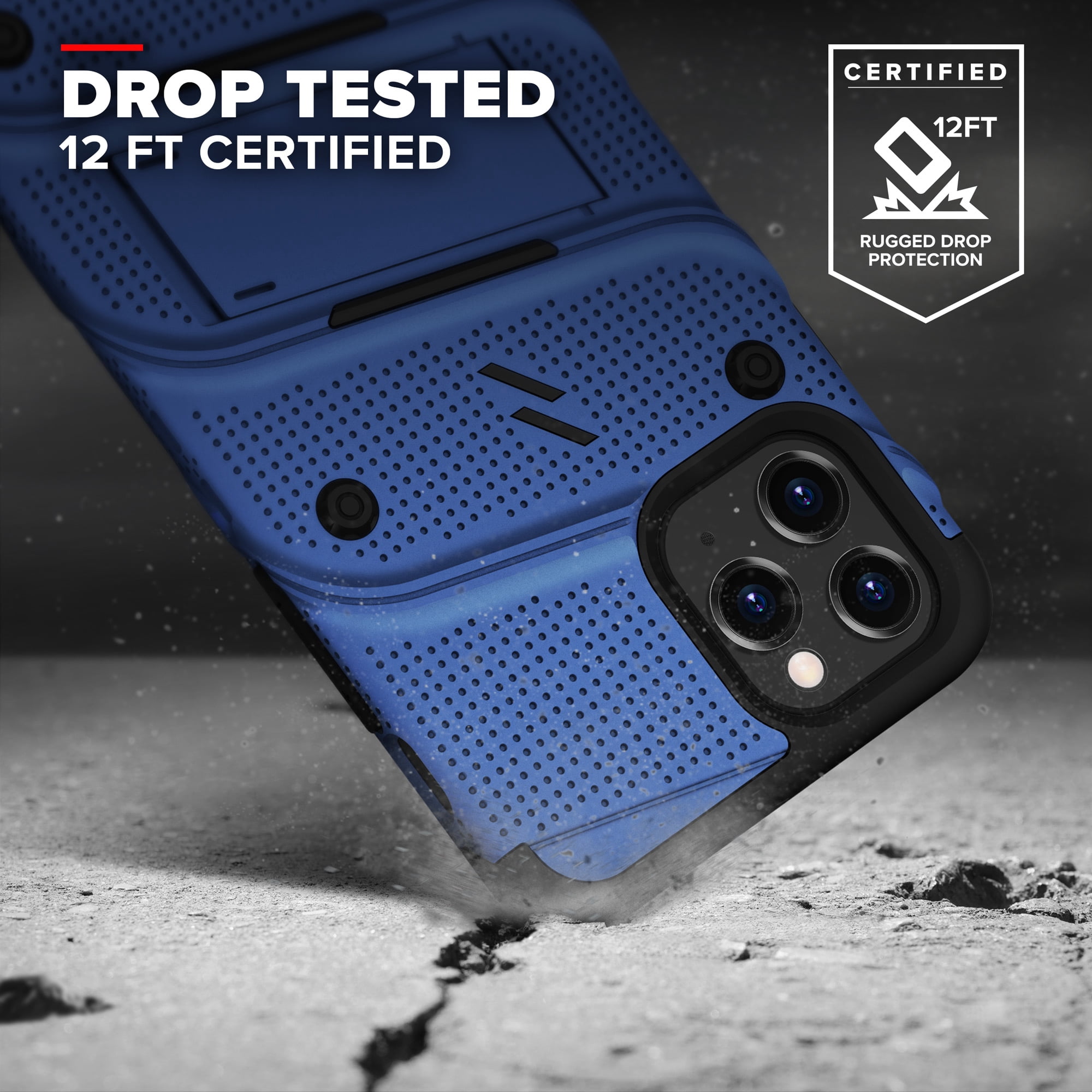 ZIZO Bolt Series for iPhone 12 Pro Max Case, Blue & Black