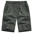 thumbnail image 2 of Cargo Shorts for Men Elastic Waist Straight Leg Loose Fit Casual Knee Length Hiking Work Shorts with Pockets, 2 of 7