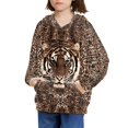 thumbnail image 3 of Xoenoiee Pullover Boys Hoodies Long Sleeve Top for Fall Winter Comfortable Loose Sportwear with Kangaroo Pocket for Kids Age 6-16 Years Athletic Wear, Tiger Print, M, 3 of 7