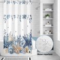 thumbnail image 2 of No Hook Shower Curtain, Blue Starfish Coastal Shower Curtains for Bathroom with See Through Top Window, Eucalyptus Summer Nautical Shell Ocean Waterproof & Washable Bath Curtain Small Stall 36"x78", 2 of 9