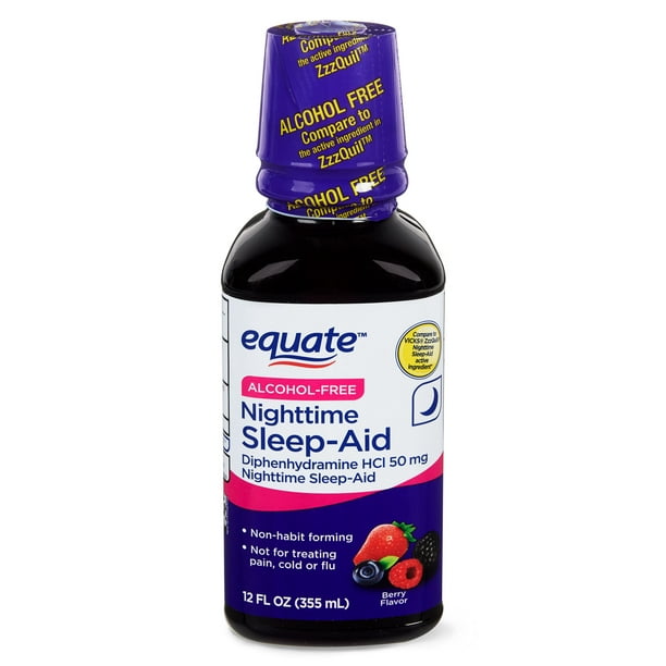 Equate AlcoholFree Nighttime Sleep Aid, Berry Flavor, 12 fl oz
